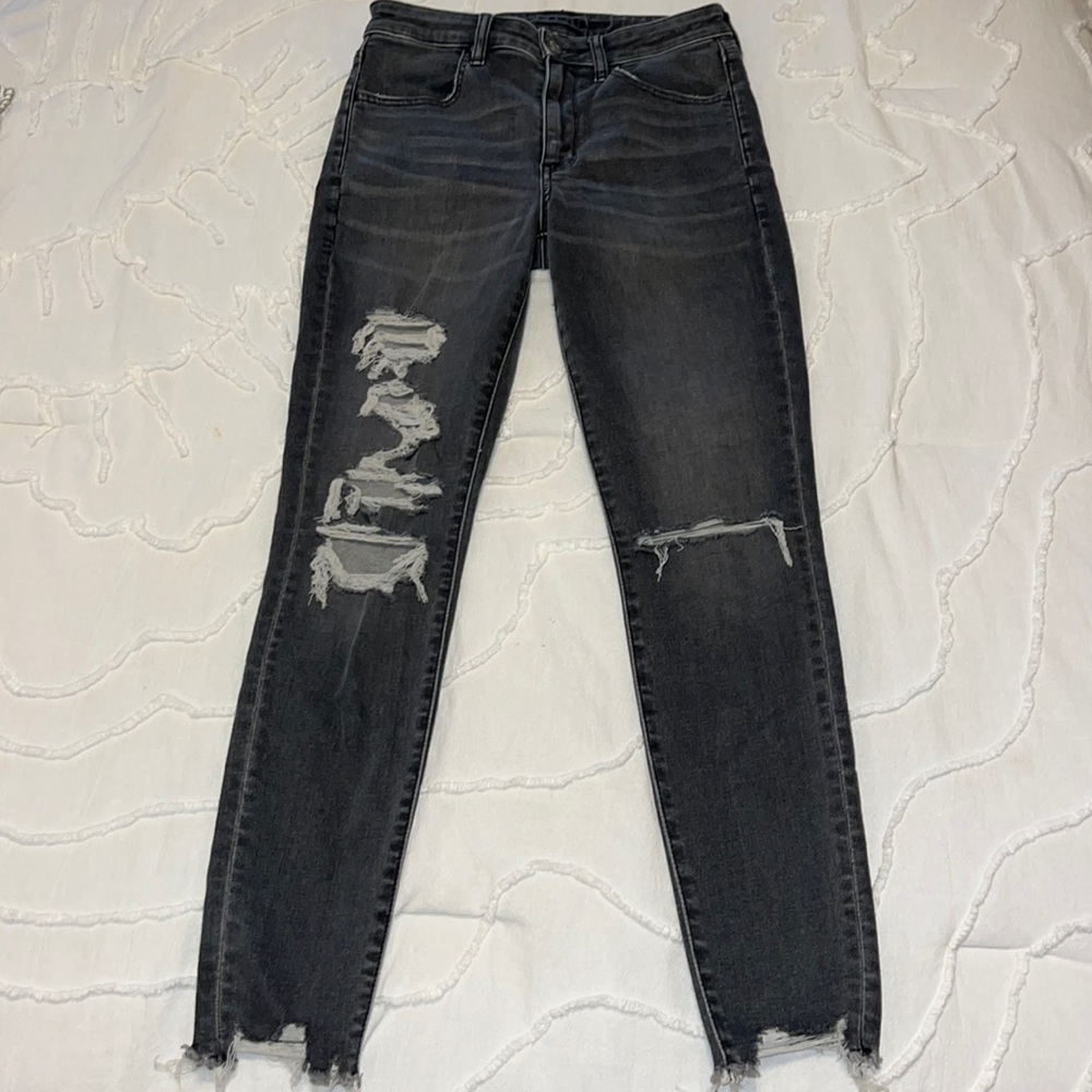 American Eagle Grey Washed Skinny Jeans